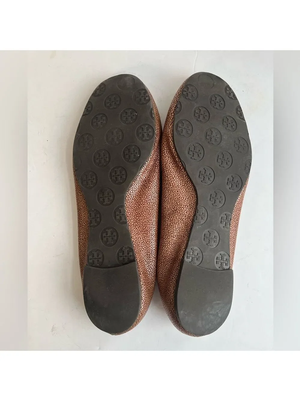 Tory Burch Brown Stingray Embossed Leather Ballet Flats Size 10